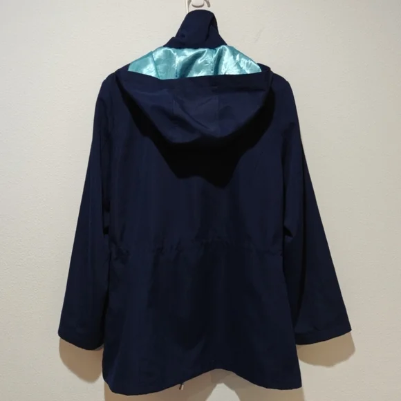 Y2K Dennis By Dennis Basso Embroidered Jacket Medium Navy Peacoat Cherry Blossom - Picture 3 of 9